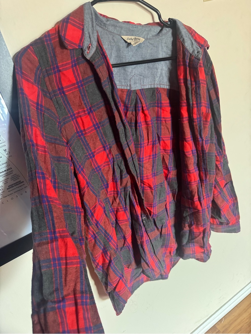 Lucky Brand Red Plaid Open-Front